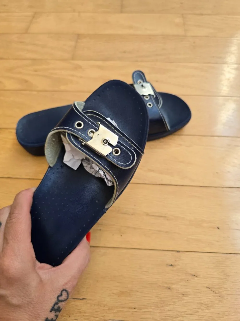 vintage 80's | Euro chic blue retro made in Italy slide sandals | WMS 6